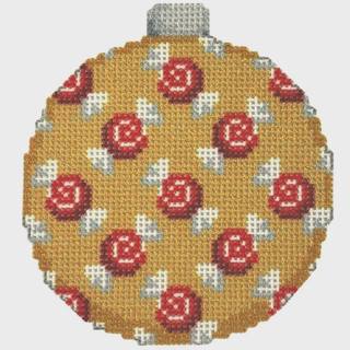 Swirl Candies on Gold Ball Ornament by Two Sisters Needlepoint (thumbnail)