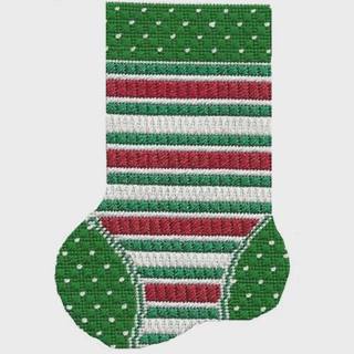 Mini Sock Green, White, & Red Stripe by A Stitch in Time (thumbnail)