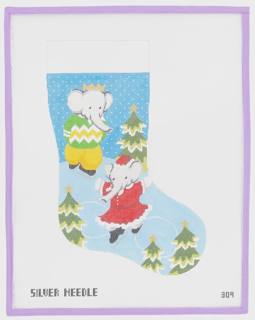 Babar and Celeste Stocking by Kelly Clark Needlepoint (Colonial Needle) (thumbnail)