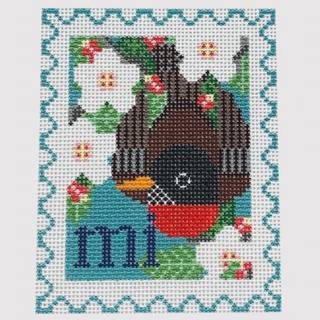 Michigan State Bird & Flower Stamp by Wipstitch Needleworks (thumbnail)