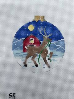 Reindeer and Barn Ornament by Liz Goodrick-Dillon (Tapestry Tent, via Susan Roberts) (thumbnail)