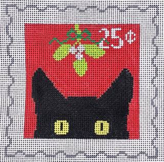 Peeky Kitty Postage Stamp - Christmas by Eye Candy Needleart (thumbnail)