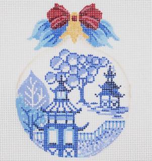 M-KAH46-18 China Blue Toile by Kelly Clark Needlepoint (Colonial Needle) (thumbnail)