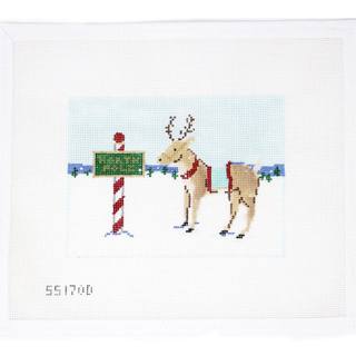 Reindeer and North Pole Sign by Stitch Style Needlepoint (thumbnail)
