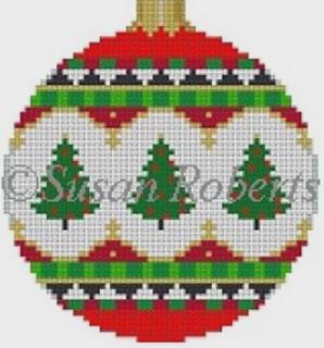 Trees, 3.25" Round by Susan Roberts Needlepoint (thumbnail)