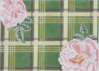 Green Plaid with Flowers by Blueberry Point Canvas (thumbnail)