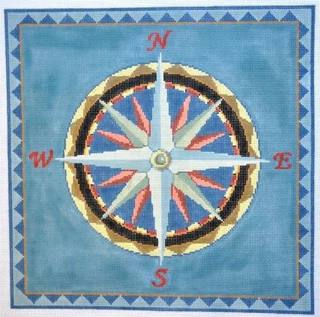 Nautical Compass 14x14 by Susan Roberts Needlepoint (thumbnail)