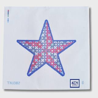Red, White, Blue, and Green Star Needlepoint Canvas by KCN Designers (thumbnail)