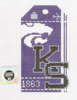 Retro Travel Tag - Kansas State Univ. by Hedgehog Needlepoint (thumbnail)