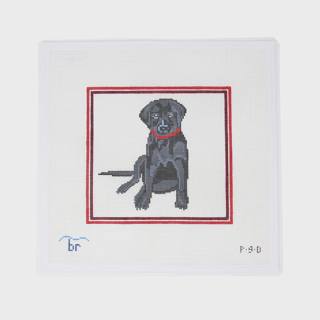 Black Lab - Red Frame by Blue Ridge Stitchery (thumbnail)