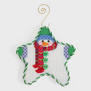 Star Shaped Snowman Red Chevron Scarf with Stitch Guide by Two Sisters Needlepoint (thumbnail)