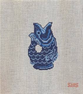 Navy Fish Pitcher by Stitching with Stacey (thumbnail)