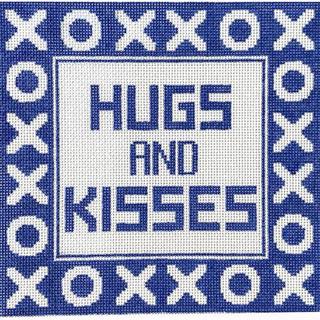 Hugs and Kisses Pillow - Blue by Doolittle Stitchery (thumbnail)