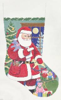 santa stocking with bunny by Susan Roberts Needlepoint (thumbnail)