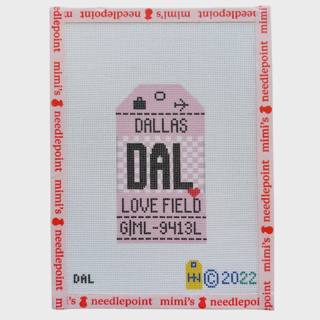 Dallas Love Retro Travel Tag by Hedgehog Needlepoint (thumbnail)
