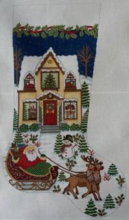 Santa’s Visit Stocking by Alexa Needlepoint Designs (thumbnail)