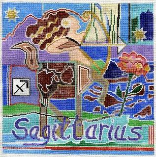 Sagittarius Zodiac Square Canvas by Doolittle Stitchery (thumbnail)