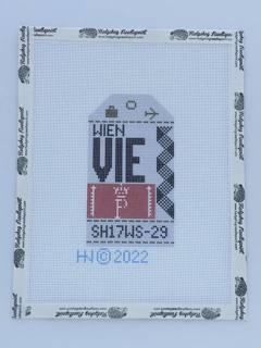 Retro Travel Tag · Vienna by Hedgehog Needlepoint (thumbnail)