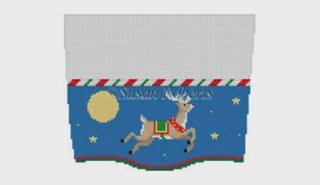 Stocking Top Flying Reindeer by Susan Roberts Needlepoint (thumbnail)
