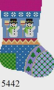 Patchwork Snowmen, Mini Stocking by Liz Goodrick-Dillon (Tapestry Tent, via Susan Roberts) (thumbnail)