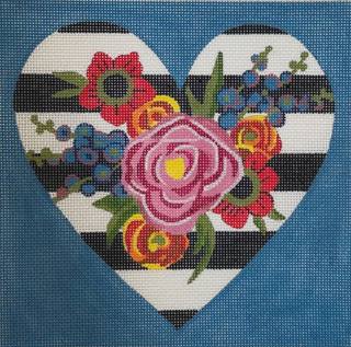 Striped Floral Heart by Alice Peterson (thumbnail)