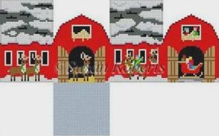 Reindeer Barn Mini House on 18 by Susan Roberts Needlepoint (thumbnail)