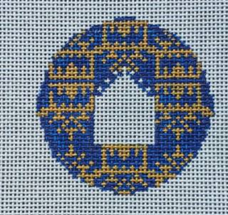 Navy/Gold Pagoda Print 3" Insert by Anne Fisher Needlepoint (thumbnail)