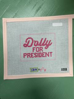 Dolly for President Pink and White by Susan Battle Needlepoint (thumbnail)