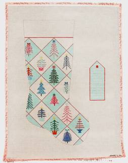 Candy Quilting Trees Stocking (w/ tag) by The Gingham Stitchery (thumbnail)