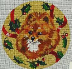 Pomeranian with Holly Ornament by Meredith Collection (thumbnail)