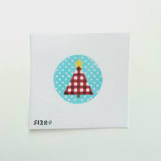 Red and White Plaid Tree on Dots Canvas by KCN Designers (thumbnail)