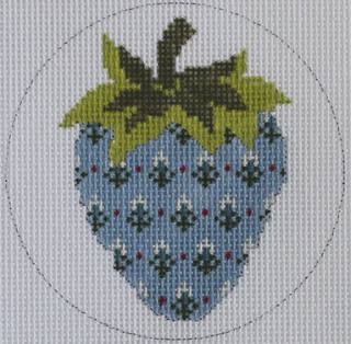 Strawberries: White flowers on Blue by PLD Designs (thumbnail)