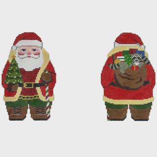 Woodsman Santa, 2 Sided on 13 by Susan Roberts Needlepoint (thumbnail)