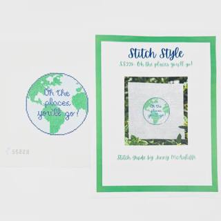 Oh the Places You’ll Go Globe Round + Stitch Guide by Stitch Style Needlepoint (thumbnail)