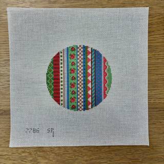 Rose Bands, 4" Round by Susan Roberts Needlepoint (thumbnail)
