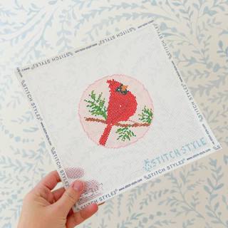 Pink Cardinal and Guide by Stitch Style Needlepoint (thumbnail)