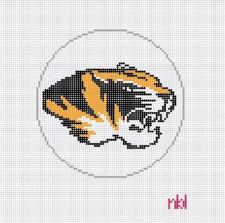 Needlepoint by Laura Missouri Tiger 4 inch round by Needlepoint by Laura (thumbnail)