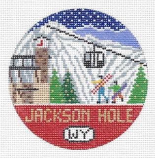 Jackson Hole Round Canvas by Doolittle Stitchery (thumbnail)
