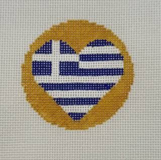 Heart Flag - Greece by M F Needlepoint (thumbnail)