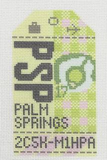 Retro Travel Tag - Palm Springs by Hedgehog Needlepoint (thumbnail)