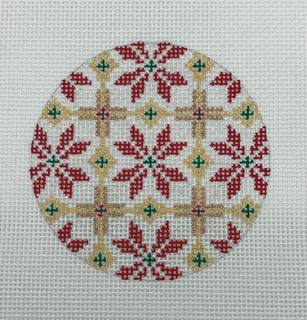 Poinsettia Round Ornament by Stitchtent (thumbnail)