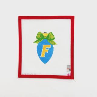 U Florida Gators Christmas Bow Light Bulb, green bow by Needlepoint by Laura (thumbnail)