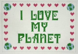 I Love My Planet Pillow - Trunk Show by Doolittle Stitchery (thumbnail)