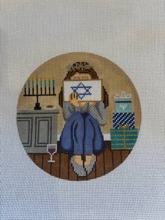 Hanukkah Stitching Girl Ornament by Alice Peterson (thumbnail)