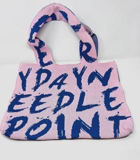 Grafiti Tote - Pink with Navy Lettering by Victoria Whitson (thumbnail)