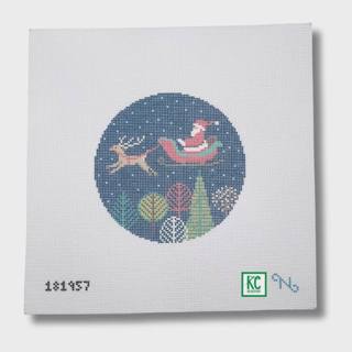 Mid Century Santa Round Needlepoint Canvas by Needlepaint (thumbnail)