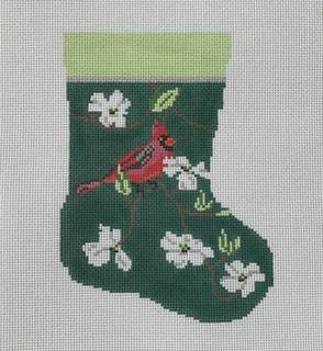 Cardinal and White Dogwood (small stocking) by Blue Ridge Stitchery (thumbnail)