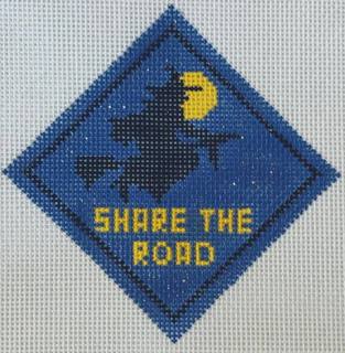 WITCHES SHARE THE ROAD ORNAMENT HSS02 by Kimberly Ann Needlepoint (thumbnail)