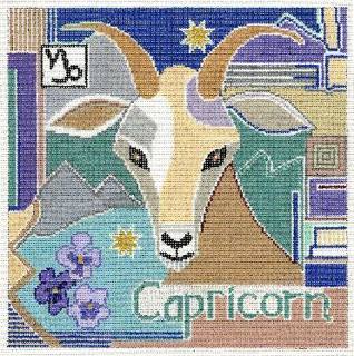 Capricorn Zodiac Square Canvas by Doolittle Stitchery (thumbnail)