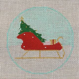 Santa's Sleigh Ornament with Stitch Guide by Stitch Style Needlepoint (thumbnail)